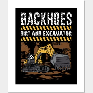 Funny Excavator and Construction Worker Heavy Equipment Posters and Art